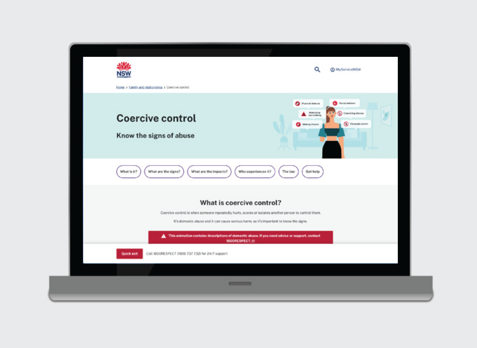 There is more information about coercive control and supports on our website at www.nsw.gov.au/coercive-control 